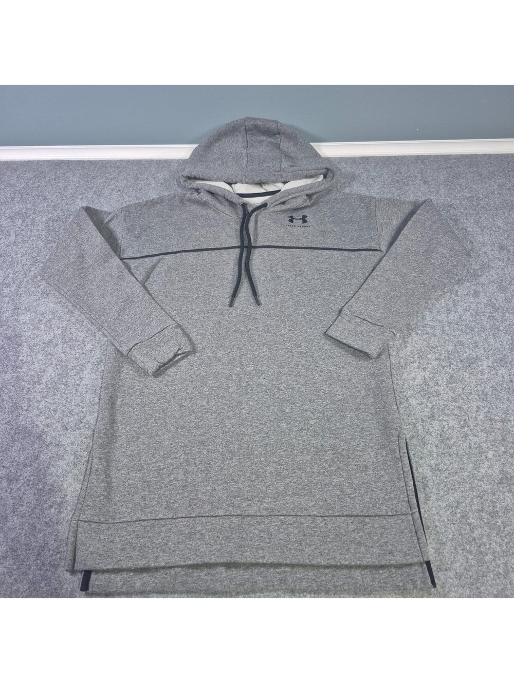 Under Armour Cotton Blend Hoodie Pullover Mens XS Gray Long Sleeve Logo